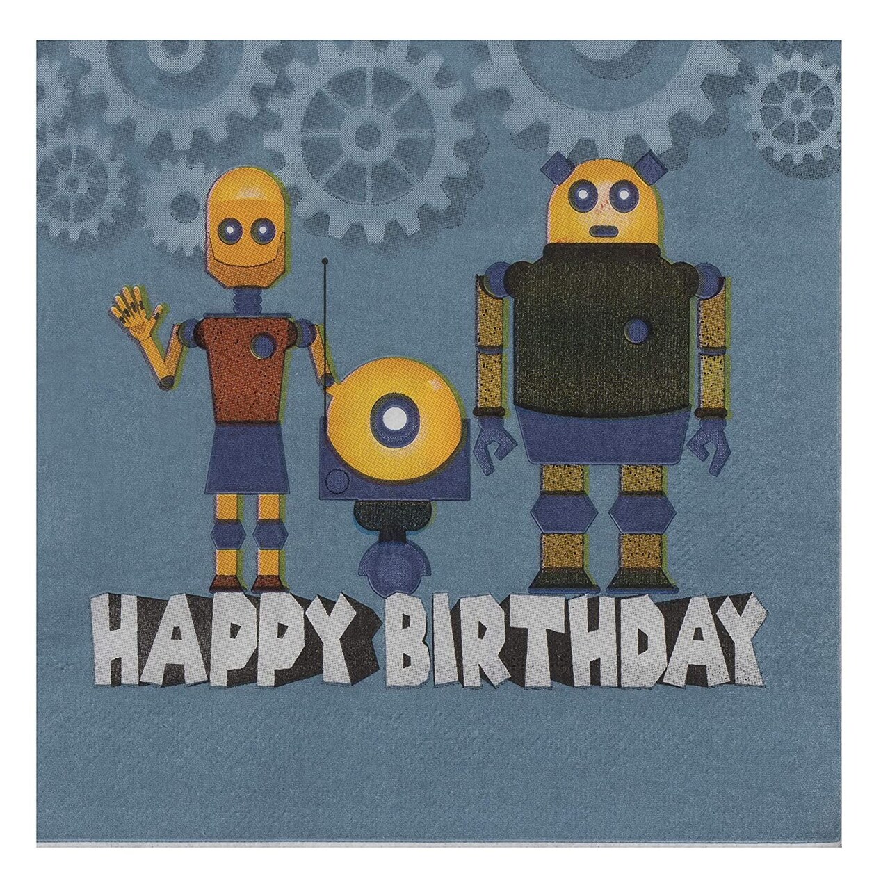 Robot Paper Napkins for Kid's Birthday Party (6.5 In, 150 Pack)